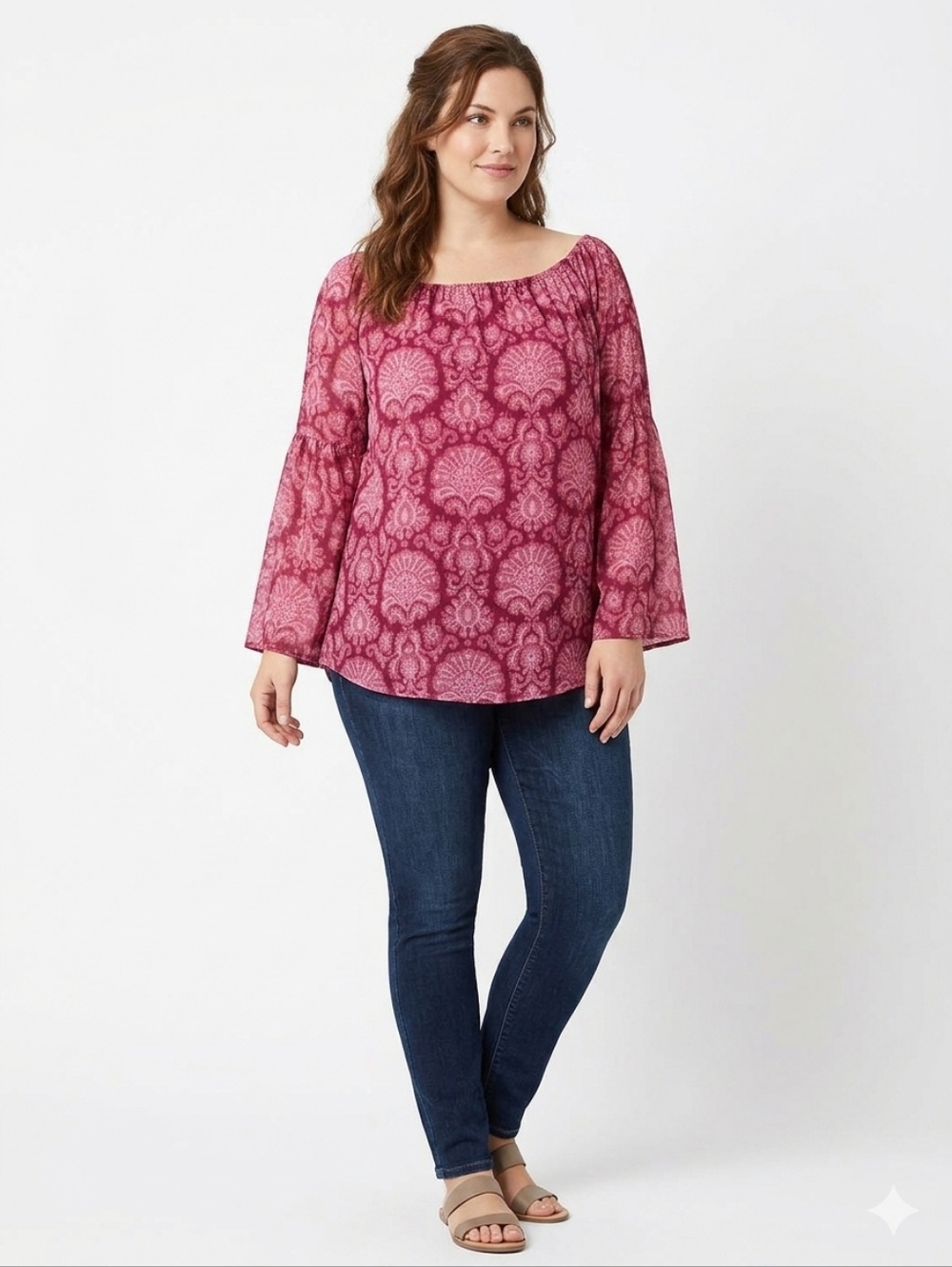 MICHAEL Michael Kors Paisley Off-Shoulder Top - Raspberry Pink - Large